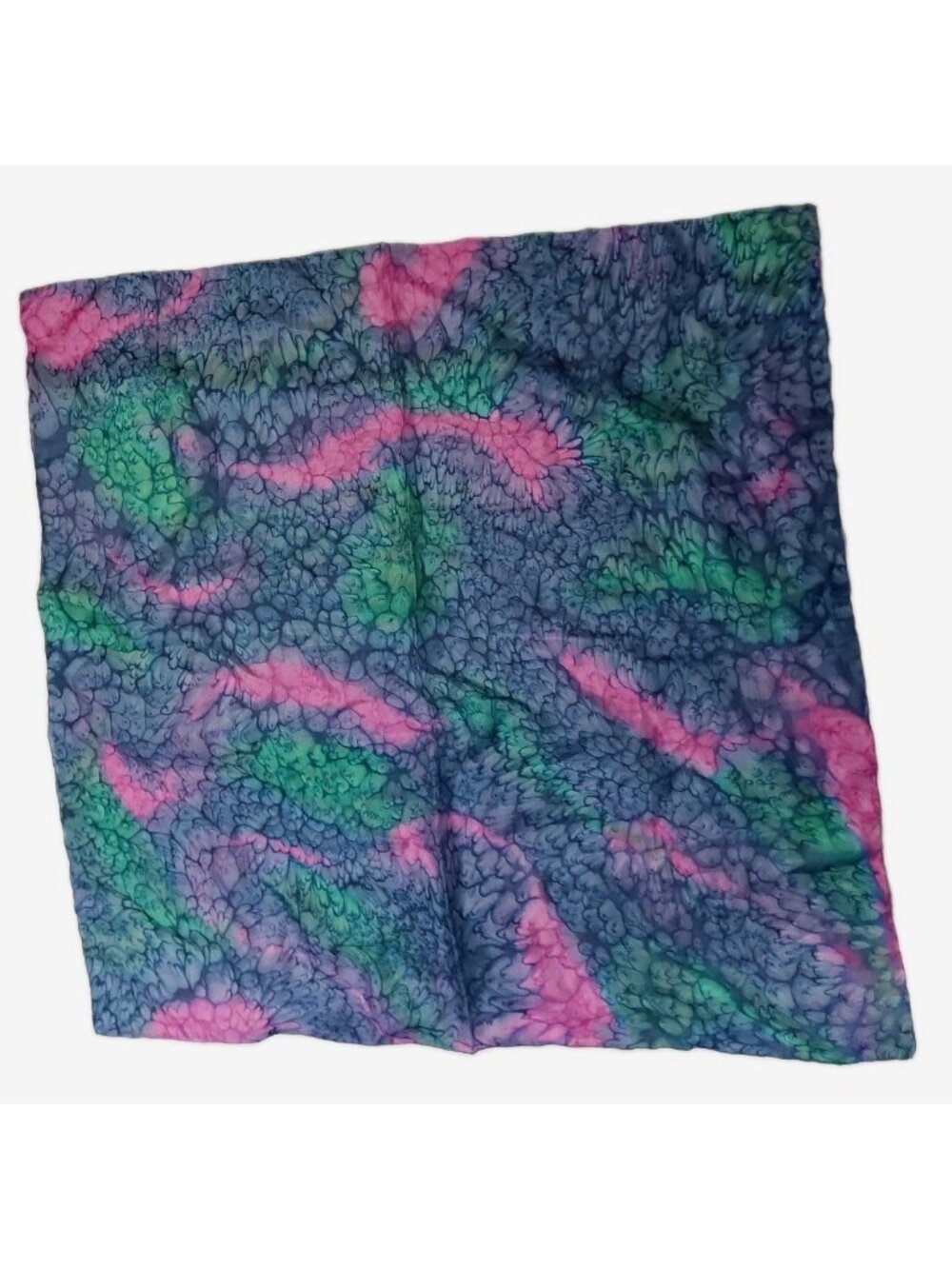 Blue Pink Scarf Hand Dyed Square 34" Batik Dyed